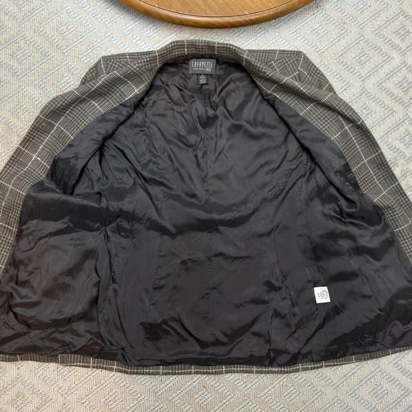 Lafayette 148 Windowpane Plaid Wool/Cashmere 3-Button Vintage Blazer Jacket 10 - Picture 4 of 5